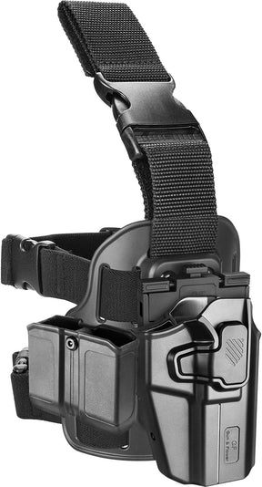 Level II Tactical Drop Leg Holster, Universal Leg Holster Fits 100+ Pistols, Thigh Holster for Glock 17 19,Beretta 92FS,S&W M&P 9mm/.40, Sig P320 P220,XD Series, Fit Most Full&Compact Size Pistols - Polymerholster