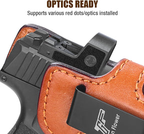 GUN & FLOWER  SIG Sauer P365 IWB Leather Holster - Premium Brown Leather, Optic Cut & Appendix Concealed Carry, Fits 1.5"-1.75" Belts, Right Hand for P365/P365X/P365 SAS/P365-380 - Gunflowerholsters