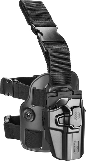 Level II Tactical Drop Leg Holster, Universal Leg Holster Fits 100+ Pistols, Thigh Holster for Glock 17 19,Beretta 92FS,S&W M&P 9mm/.40, Sig P320 P220,XD Series, Fit Most Full&Compact Size Pistols - Polymerholster