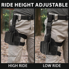 GUN & FLOWER Drop Leg Platform for Glock 17/19 (Gen3-5), Glock 22/23/31/32 (Gen3-4), Glock 19X/44/45 w/TLR-1 - Level 2 Holster + Mag Holes - Adjustable (No Mag Pouches) - Polymerholster