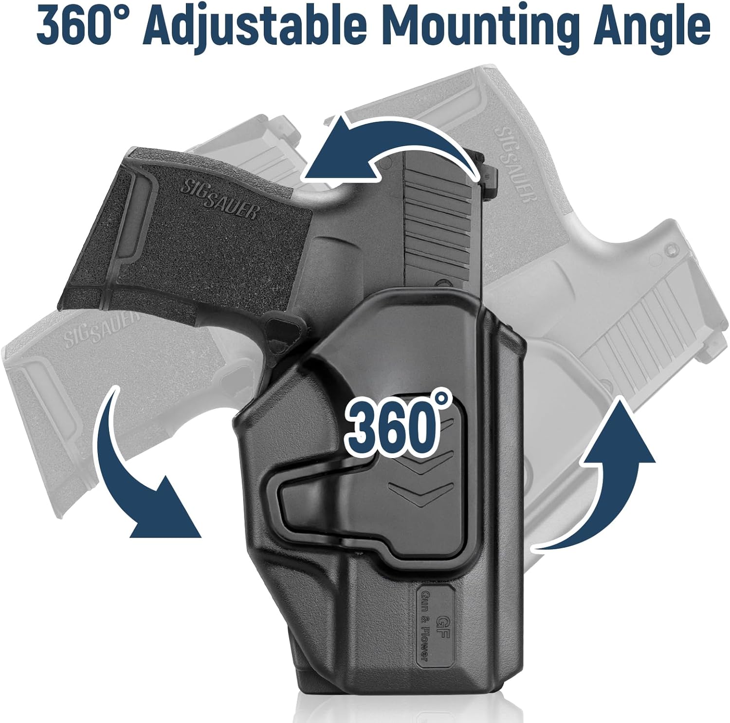 Gun & Flower P365 Holster with Molle Adapter, OWB Holster for Sig Sauer P365X / P 365 SAS / P365 .380, Index Release, Adjustable Cant, Right Hand - Gunflowerholsters