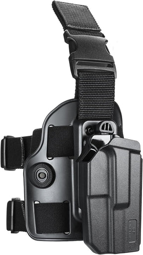 Level II Retention G17 Drop Leg Holster, Fit for Glock 17 Gen 3-5 Glock 22/31 Gen 3-4, Glock 44/45.Not Fit G22/G31 Gen 5, Polymer Thigh Holster Platform, Thumb Release Holster, Leg Holster for Pistols - Polymerholster