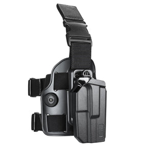 Level II Retention G17 Drop Leg Holster, Fit for Glock 17 Gen 3-5 Glock 22/31 Gen 3-4, Glock 44/45.Not Fit G22/G31 Gen 5, Polymer Thigh Holster Platform, Thumb Release Holster, Leg Holster for Pistols - Polymerholster