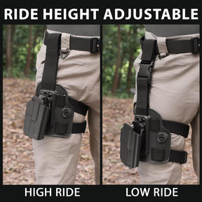 Level II Retention G17 Drop Leg Holster, Fit for Glock 17 Gen 3-5 Glock 22/31 Gen 3-4, Glock 44/45.Not Fit G22/G31 Gen 5, Polymer Thigh Holster Platform, Thumb Release Holster, Leg Holster for Pistols - Polymerholster