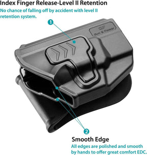 OWB Holster Fits M&P Shield with Integrated Crimson Trace Laser, Index Finger Release, 360 Degrees Adjustable Paddle, Right Hand - Gunflowerholsters