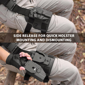 Gun & Flower Level II Tactical Drop Leg Holster,Thigh Holster Fit G19 GEN 3-5 G19X/44/45, Adjustable,Level II Retention Index Finger Release,Toolless Adjustment, Right Hand - Polymerholster