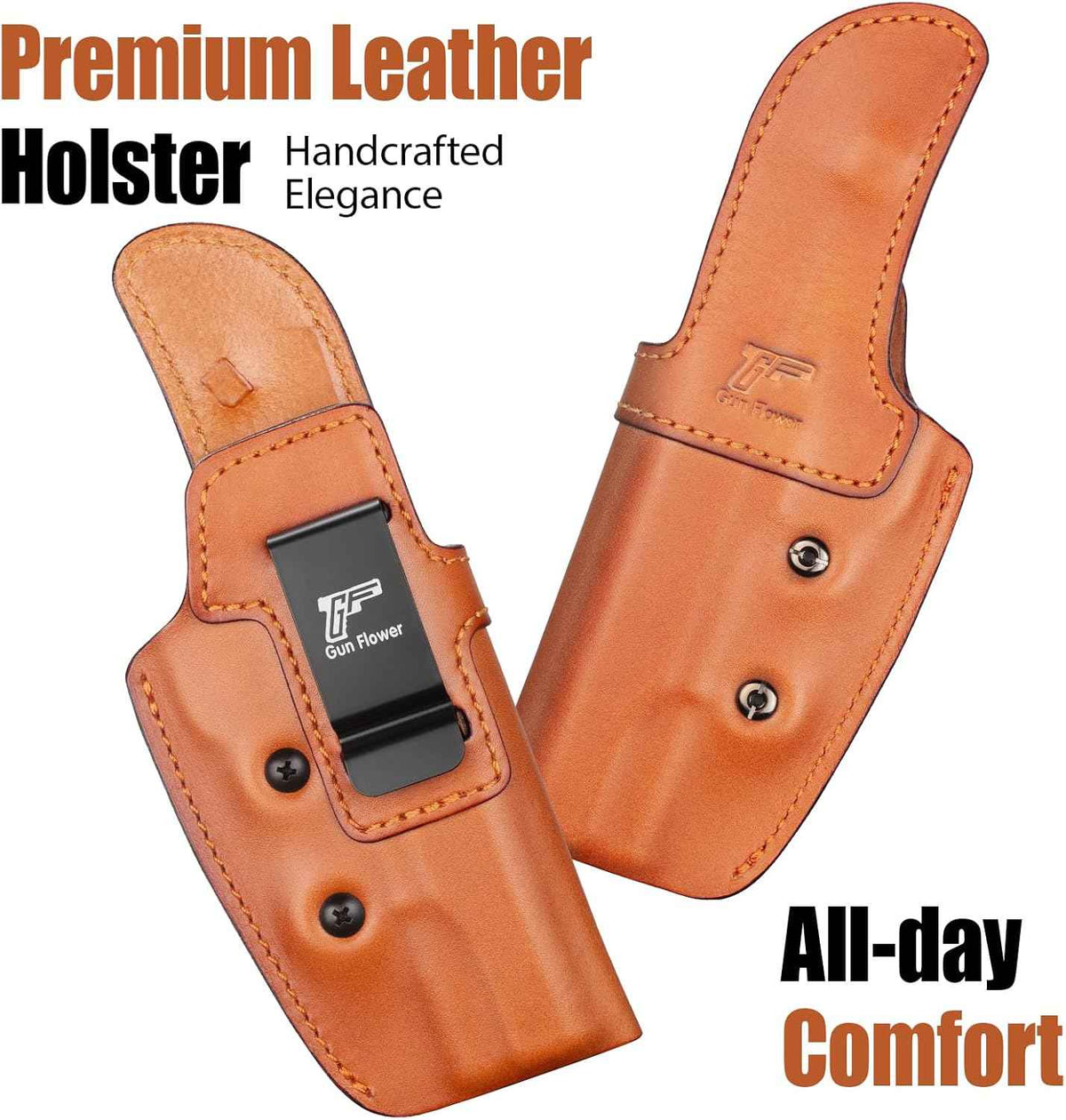1911 IWB Full Grain Leather Holster - Fits Most 5" / 4.25" / 4" Barrel 1911 Pistols (Kimber, Colt, Tisas, S&W, Sig, Springfield, Ruger SR, Remington & More) - Right Hand Concealed Carry, No Optics/No Light/Laser