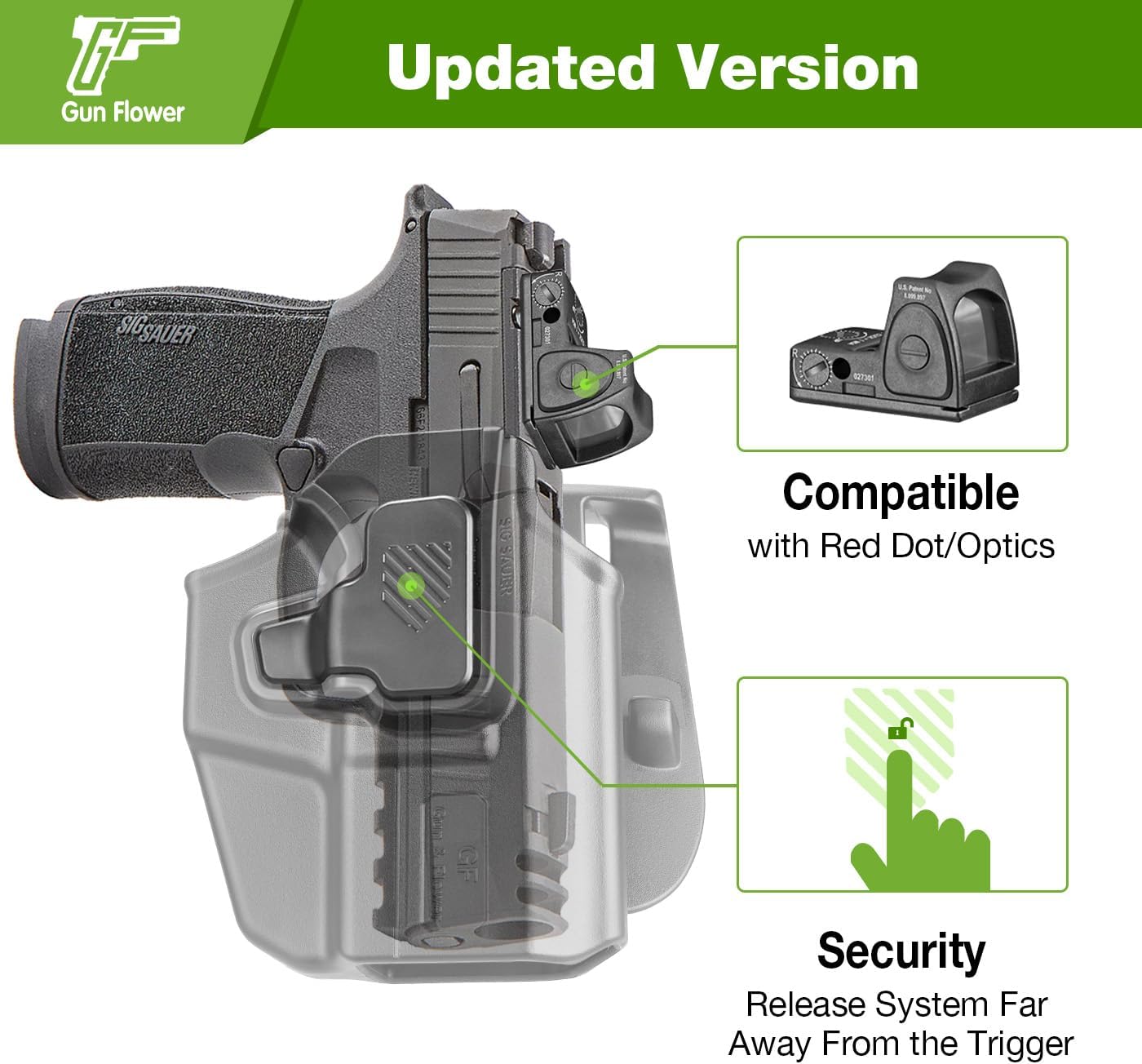 Universal OWB Holster, Compact Size Universal Holster for G3C /P365 Xmacro/M&P Shield Plus/G43 G43X MOS/Hellcat Pro/XDS/9mm/380 Shield EZ,Index Finger Release System,Adj Cant/Retention,Right Hand - Polymerholster