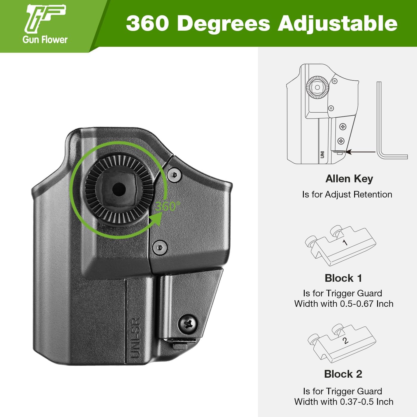 Universal OWB Holster, Compact Size Universal Holster for G3C /P365 Xmacro/M&P Shield Plus/G43 G43X MOS/Hellcat Pro/XDS/9mm/380 Shield EZ,Index Finger Release System,Adj Cant/Retention,Right Hand - Polymerholster