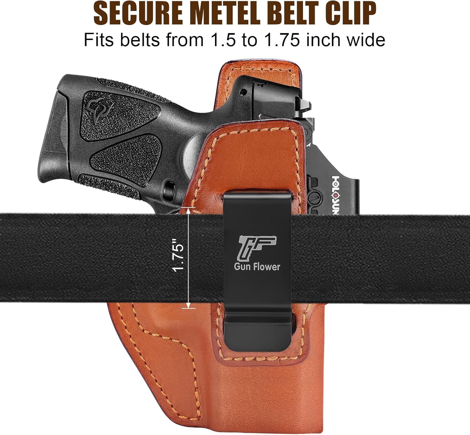 GUN & FLOWER Taurus G3C/G2C IWB Leather Holster - Premium Leather, Optic Cut & Appendix Concealed Carry, Fits 1.5"-1.75" Belts, Right Hand for G3C Toro/TX22 Compact/PT111/PT140 G2 - Gunflowerholsters