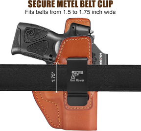GUN & FLOWER Taurus G3C/G2C IWB Leather Holster - Premium Leather, Optic Cut & Appendix Concealed Carry, Fits 1.5"-1.75" Belts, Right Hand for G3C Toro/TX22 Compact/PT111/PT140 G2 - Gunflowerholsters