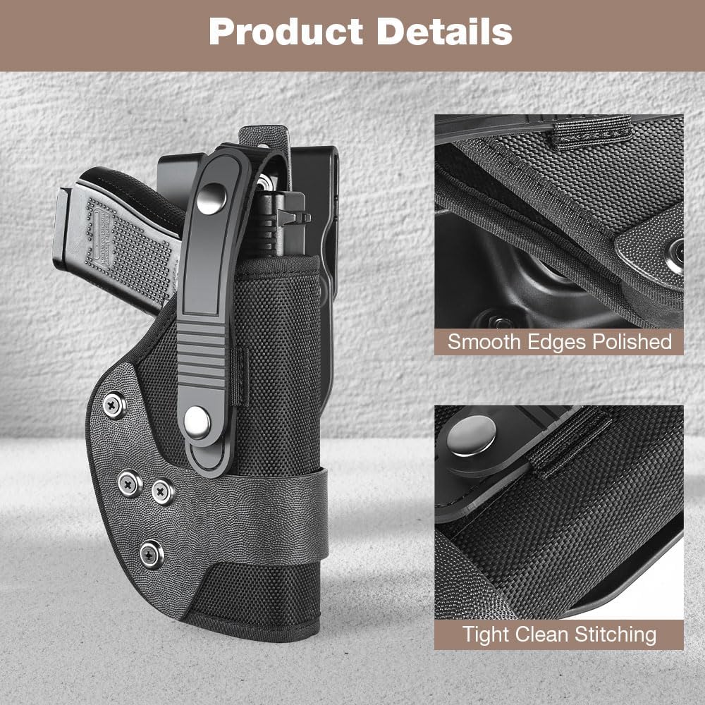 Gun & Flower OWB Nylon PE Level II Holster for Glock 17 19 19x 22 23 31 32 44/45/43/43X/48/Taurus G2C/G3C/Millennium G2 PT111/PT140, S&W M&P Shield 9mm/ M&P Shield M2.0 9mm - Gunflowerholsters