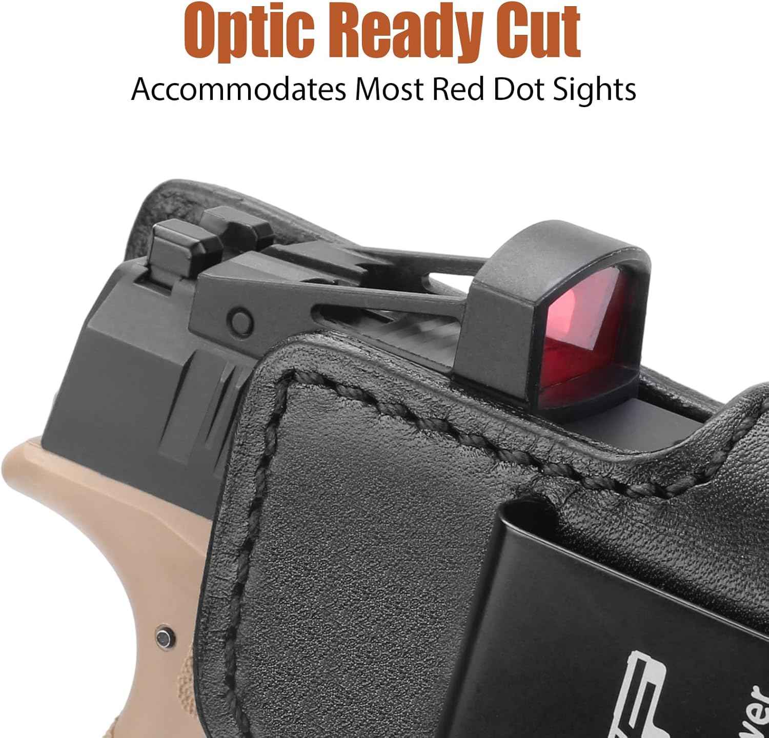 Springfield Hellcat Pro Holster IWB Leather Optic Cut - Fits Hellcat Pro/Comp & Hellcat RDP, Concealed Carry Appendix Inside Waistband, 1.5"-1.75" Belt, Black Right Hand - GUN & FLOWER