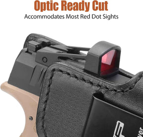 Springfield Hellcat Pro Holster IWB Leather Optic Cut - Fits Hellcat Pro/Comp & Hellcat RDP, Concealed Carry Appendix Inside Waistband, 1.5"-1.75" Belt, Black Right Hand - GUN & FLOWER