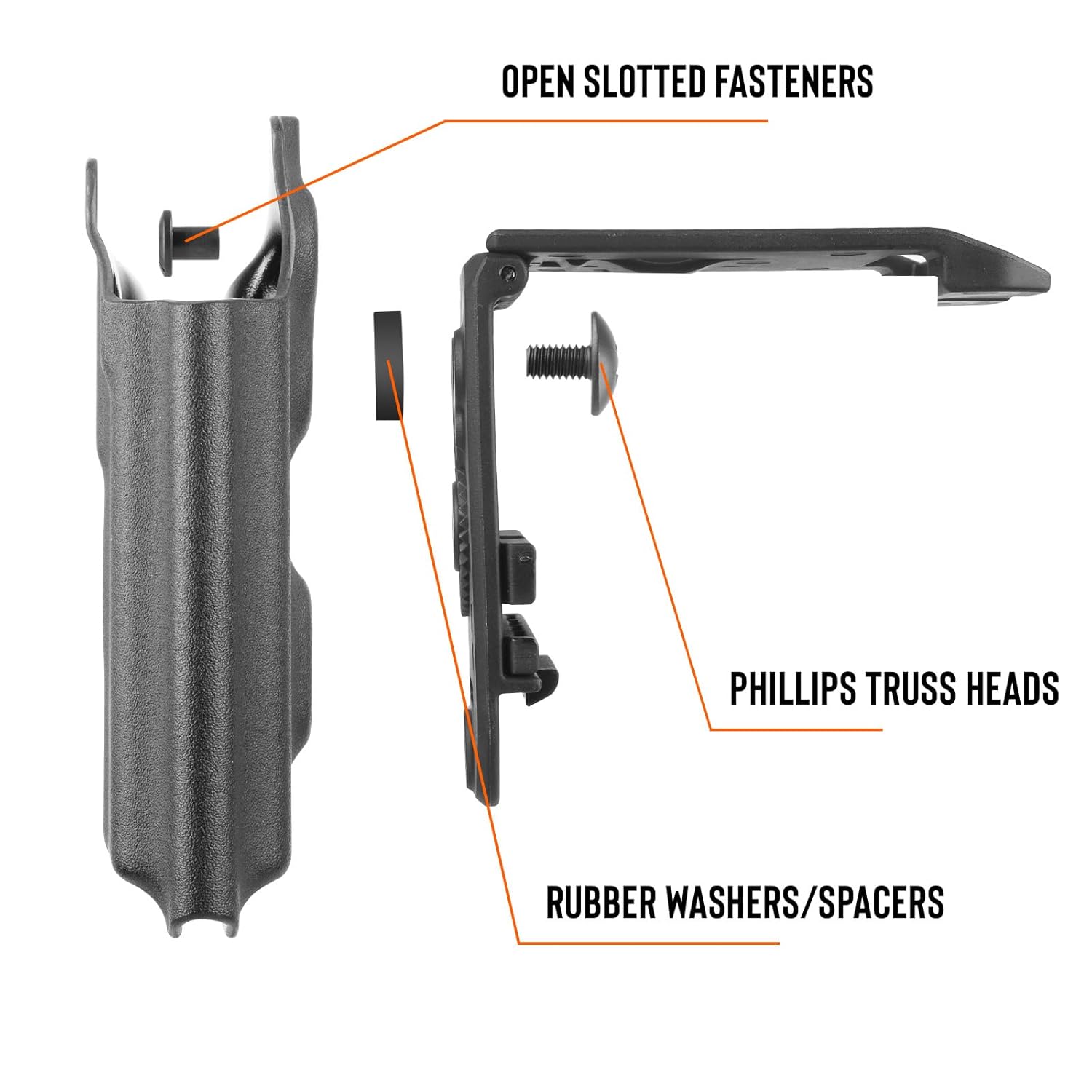 Black Chicago Screws, 12 Pack Holster Screw Kit for DIY Kydex and Leather Gun Holsters/Clips and Knife Sheaths - Polymerholster