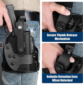 Universal Adjustable Drop Leg Holster - Fits Glock 17 19 22 23 26 Gen3-5, Taurus G2C G3C G3 XL, Beretta 92FS PX4 APX, M&P 9MM Compact, Canik TP9 SF Elite, CZ P07 P09 P10C | Tactical Thigh Platform (No Optic) - Polymerholster