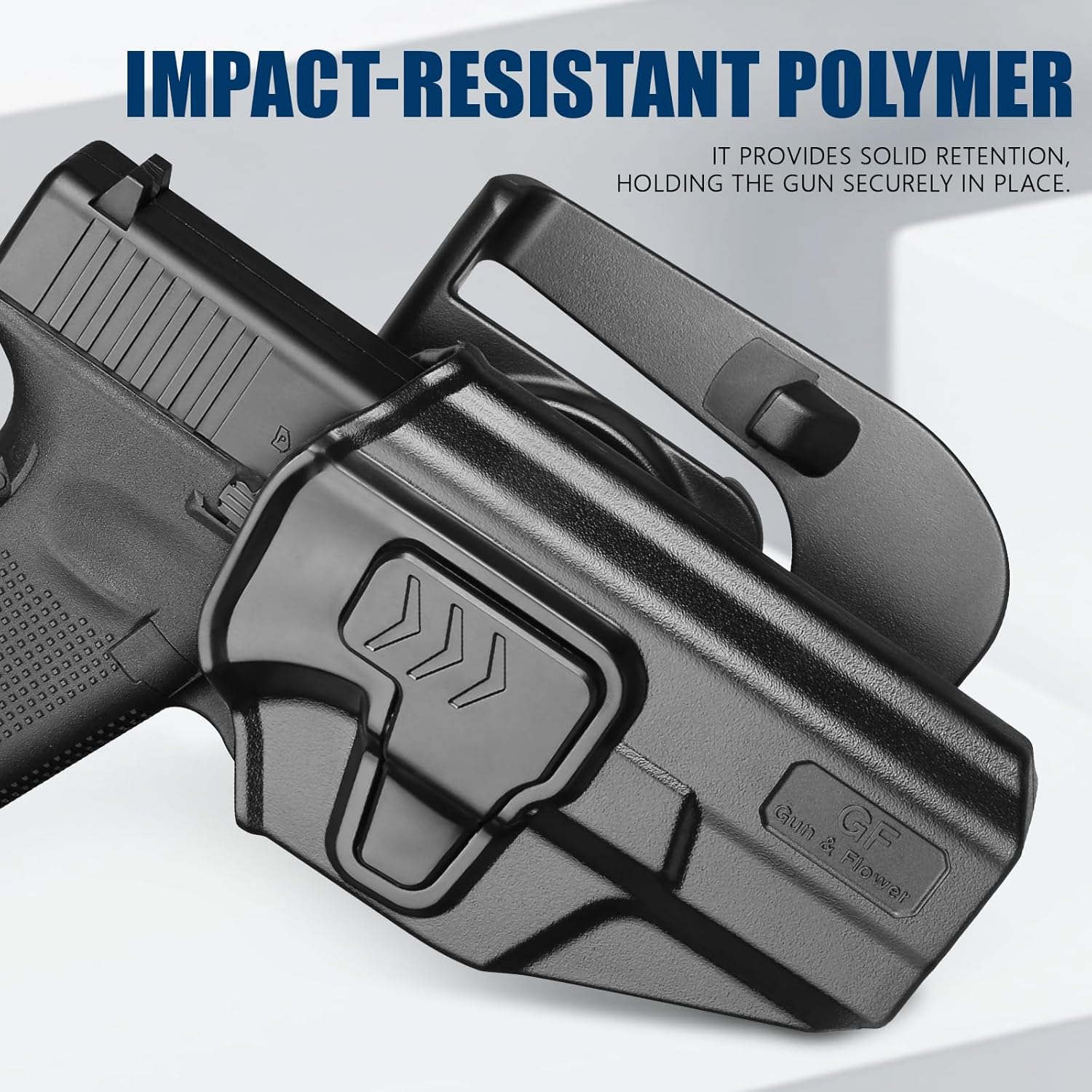 GUN & FLOWER OWB Paddle Holster Fits G19 Gen3-5 G26 Gen3-5 G19X G44 G45 MOS, Outside Waistband Carry Paddle w/Molle Adapter, Level II Index Finger Release, 360 Degrees Adjustable, Right Hand - Gunflowerholsters