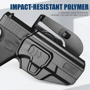 GUN & FLOWER OWB Paddle Holster Fits G19 Gen3-5 G26 Gen3-5 G19X G44 G45 MOS, Outside Waistband Carry Paddle w/Molle Adapter, Level II Index Finger Release, 360 Degrees Adjustable, Right Hand - Gunflowerholsters