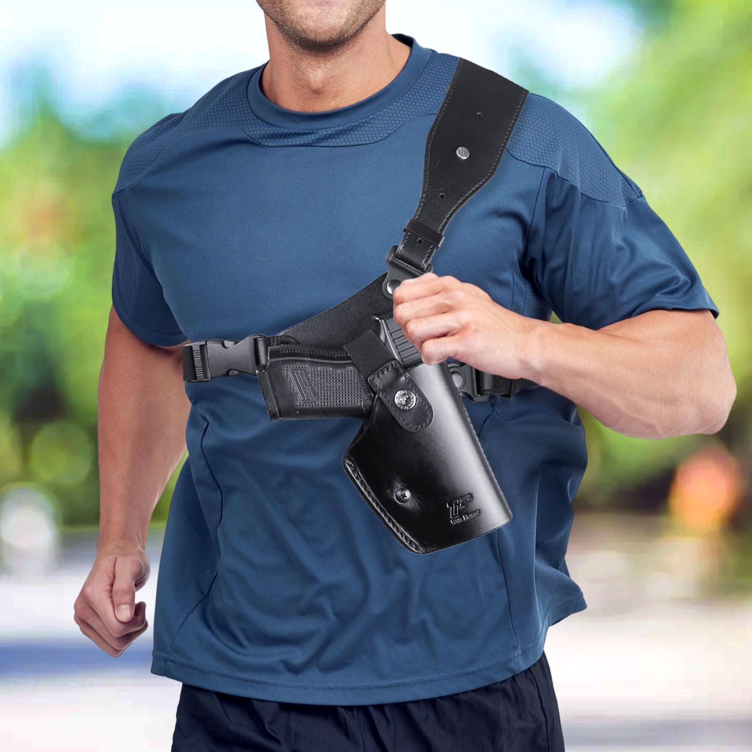 GUN & FLOWER Universal Leather Shoulder Holster Compatible with Glock 17/19/22/23, 1911, Taurus G2C/G3C, M&P 9, Sig P220/P226, 92FS, Right Hand - Polymerholster