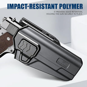 GUN & FLOWER OWB Holster Fit 1911 Colt-Elite Force-Kimber-Springfield-RIA-S&W-Ruger-Taurus-Rock Island and Most 1911 5'' No Rail, Index Finger Release, 360 Degrees Adjustable Belt Clip w/Molle Adapter - Polymerholster