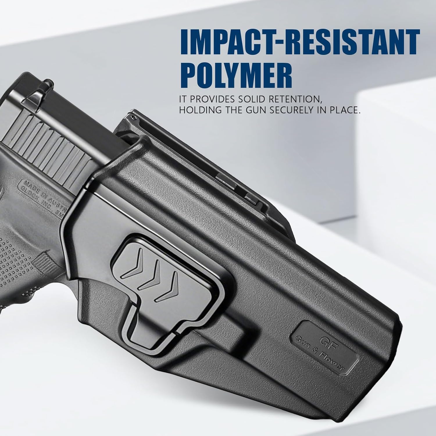 GUN & FLOWER OWB Holster Fits Glock 17 Gen 3-5, Glock 22/31 Gen 3-4, Glock 44/45, Outside Waistband Carry Belt Clip w/Molle Adapter, Level II Index Finger Release, 360 Degrees Adjustable, Right Hand - Gunflowerholsters