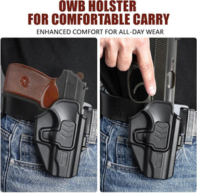 GUN & FLOWER OWB Makarov PM Holster - Level 2 Index Finger Release, 360° Adjustable Tactical Belt Loop Fits 1.5"-2.25" Width, Optics Ready for Red Dot, Right Hand Draw, Open Muzzle Design (Black) - Polymerholster