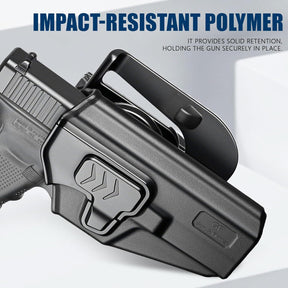 GUN & FLOWER OWB Paddle Holster Fits Glock 17 Gen3-5, Glock 22/31 Gen3-4, Glock 44/45, Outside Waistband Carry Paddle w/Molle Adapter, Level II Index Finger Release, 360 Degrees Adjustable, Right Hand - Gunflowerholsters