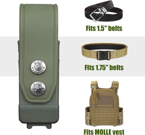 Double Stack Magazine Pouch for Glock 17/19/19X, Sig P320/P365, M&P, Taurus G2C – Fits 9mm/.40 Mags, Belt & MOLLE Compatible, with Removable Retention Strap, Green Polymer Mag Carrier - Polymerholster