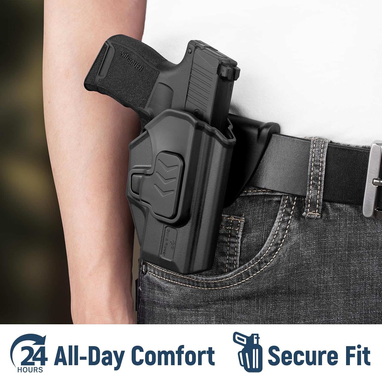 Gun & Flower OWB Paddle Holster with Silicone Backing, Compatible with P 365 / P365X / P365 SAS / P365 .380 ACP, Index Finger Release, 360° Adjustable Paddle, Outside Waistband Carry - Gunflowerholsters