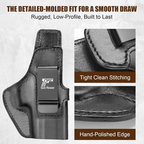 GUN & FLOWER Taurus G3C/G2C IWB Leather Holster - Premium Leather, Optic Cut & Appendix Concealed Carry, Fits 1.5"-1.75" Belts, Right Hand for G3C Toro/TX22 Compact/PT111/PT140 G2 - Gunflowerholsters