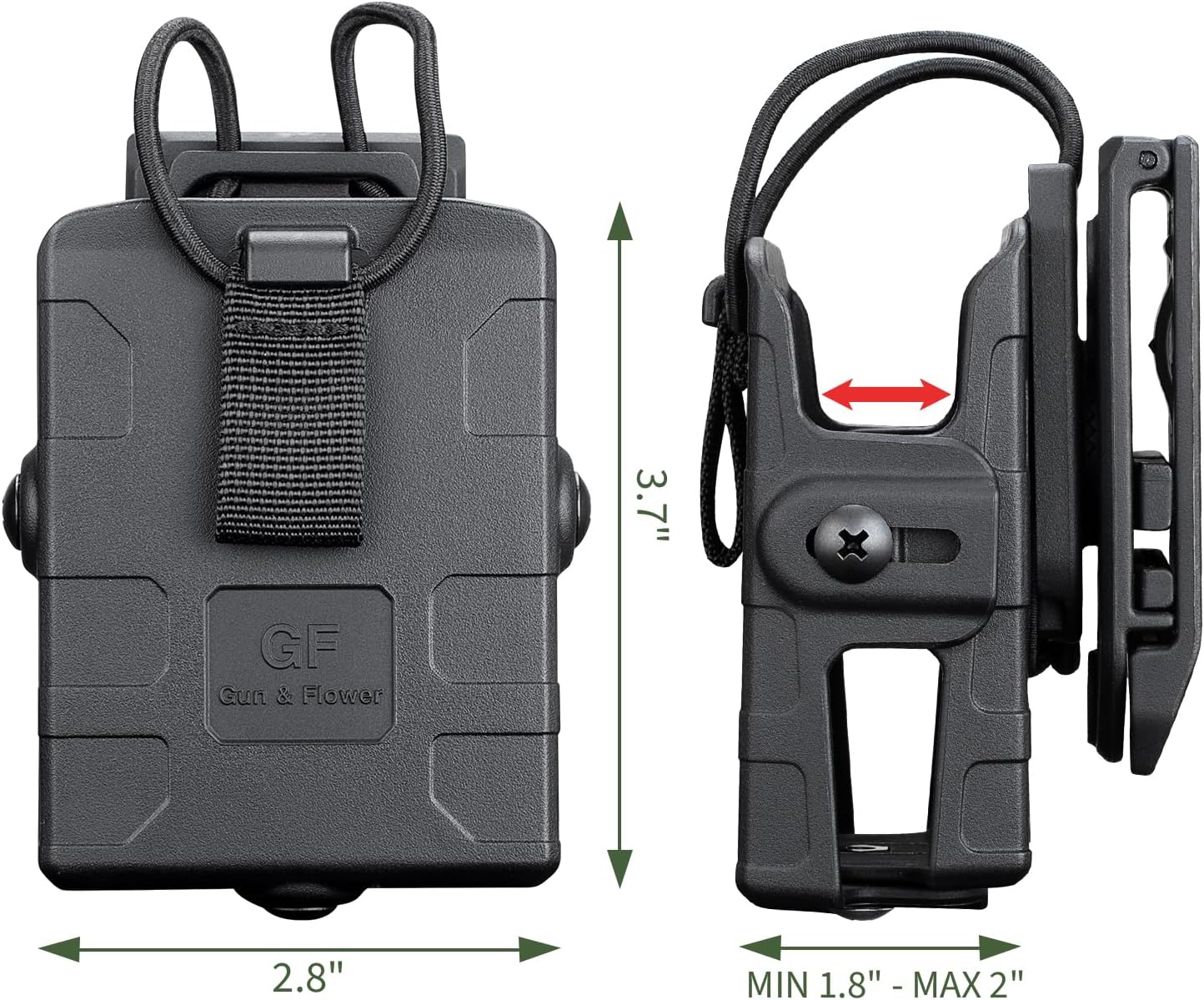 GUN & FLOWER Belt Clip – Durable Black for Secure Fit, Radios, Easy Attachment for Tactical, Outdoor, and Work Use - Gunflowerholsters