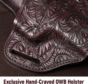 Premium Leather HK USP Holster - Compatible with Heckler & Koch (H&K) USP 9 mm /.40 Full Size, OWB Western Hand-Carved Holster for Women & Men - Fits 1.5" Belts, Right Hand - Gunflowerholsters