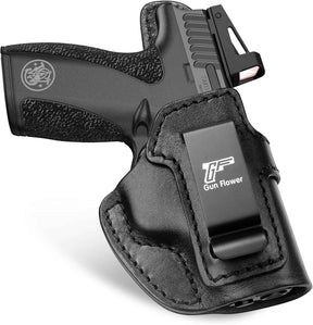 S&W Bodyguard 2.0 IWB Leather Holster - Optic Cut Concealed Carry, Premium Full Grain Leather, Fits 1.5"-1.75" Belt, Black Right Hand - GUN & FLOWER - Gunflowerholsters