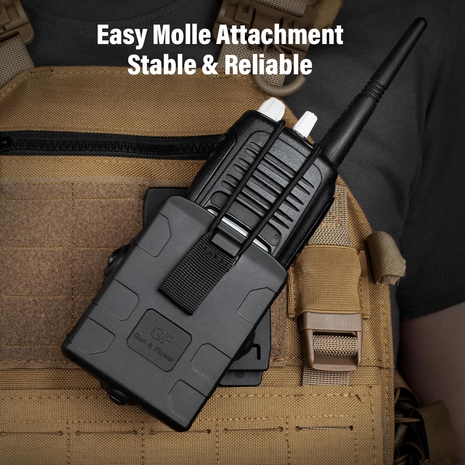 Gun & Flower Molle – Durable Black for Radios, Secure Fit, Easy Attachment for Outdoor, Tactical, and Work Use - Gunflowerholsters