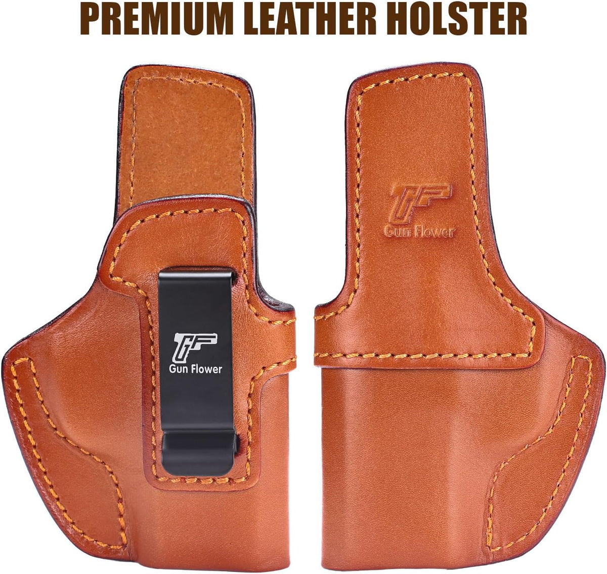 GUN & FLOWER  SIG Sauer P365 IWB Leather Holster - Premium Brown Leather, Optic Cut & Appendix Concealed Carry, Fits 1.5"-1.75" Belts, Right Hand for P365/P365X/P365 SAS/P365-380 - Polymerholster