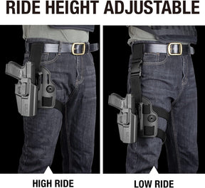 Level II Tactical Drop Leg Holster, Universal Leg Holster Fits 100+ Pistols, Thigh Holster for Glock 17 19,Beretta 92FS,S&W M&P 9mm/.40, Sig P320 P220,XD Series, Fit Most Full&Compact Size Pistols - Polymerholster