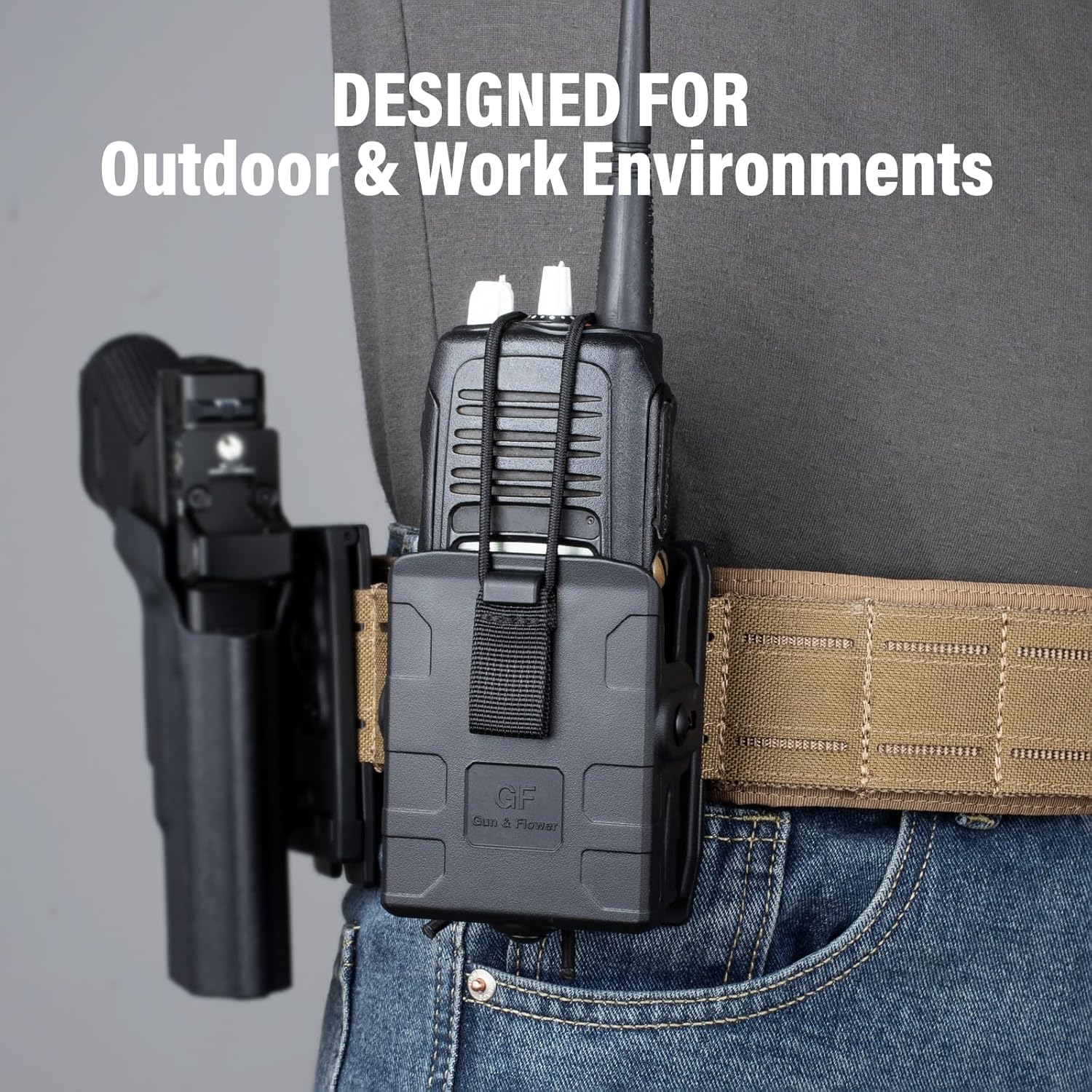 Gun & Flower Molle – Durable Black for Radios, Secure Fit, Easy Attachment for Outdoor, Tactical, and Work Use - Gunflowerholsters