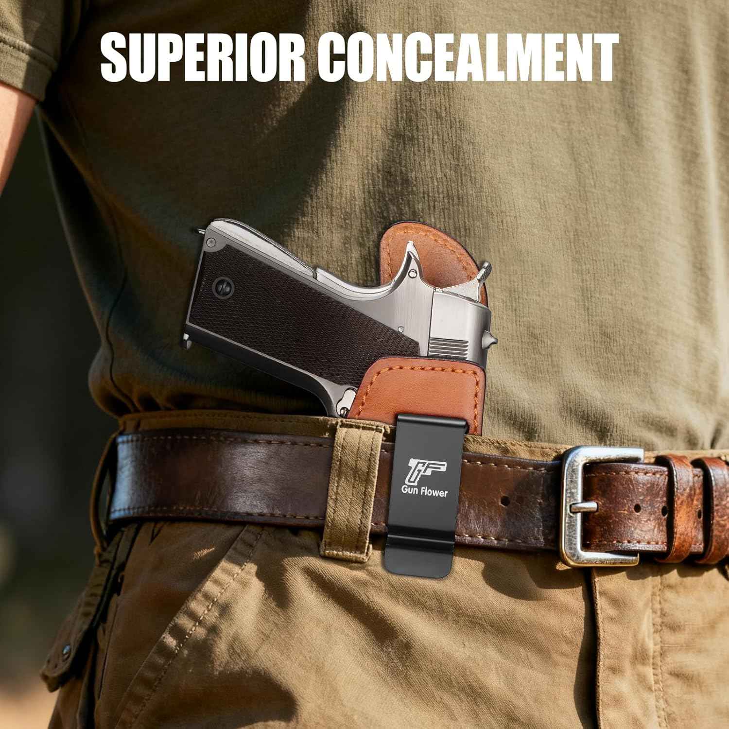 1911 IWB Full Grain Leather Holster - Fits Most 5" / 4.25" / 4" Barrel 1911 Pistols (Kimber, Colt, Tisas, S&W, Sig, Springfield, Ruger SR, Remington & More) - Right Hand Concealed Carry, No Optics/No Light/Laser