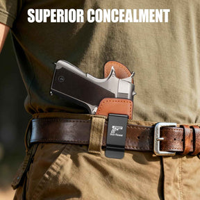 1911 IWB Full Grain Leather Holster - Fits Most 5" / 4.25" / 4" Barrel 1911 Pistols (Kimber, Colt, Tisas, S&W, Sig, Springfield, Ruger SR, Remington & More) - Right Hand Concealed Carry, No Optics/No Light/Laser