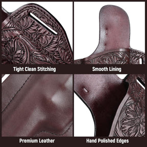 Premium Leather HK USP Holster - Compatible with Heckler & Koch (H&K) USP 9 mm /.40 Full Size, OWB Western Hand-Carved Holster for Women & Men - Fits 1.5" Belts, Right Hand - Gunflowerholsters