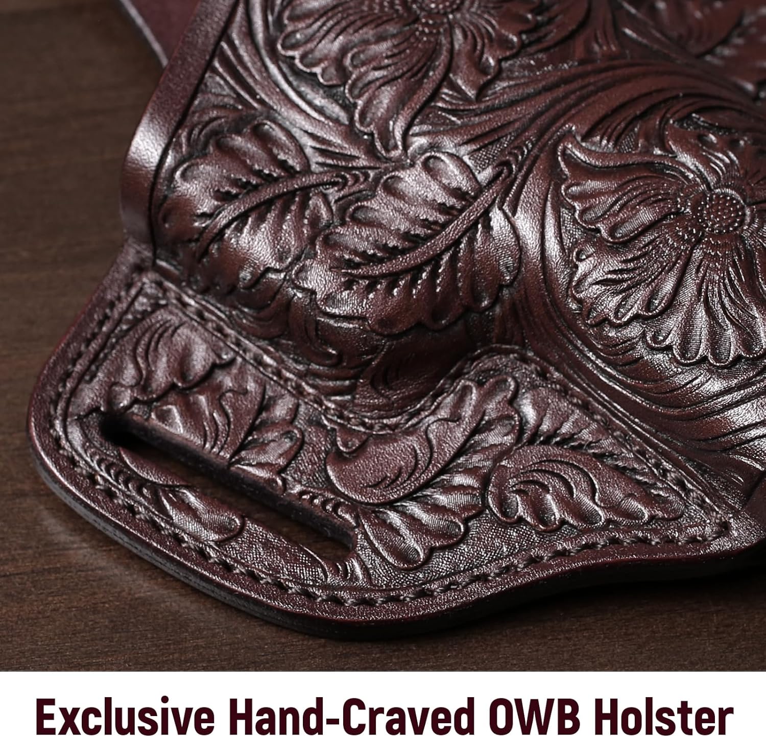 Premium Leather HK VP9 Holster - Compatible with Heckler & Koch (H&K) VP9/ VP40/ SFP9/ SFP40, OWB Western Hand-Carved Holster for Women & Men -Fits 1.5" Belts - Gunflowerholsters