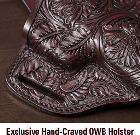 Premium Leather HK VP9 Holster - Compatible with Heckler & Koch (H&K) VP9/ VP40/ SFP9/ SFP40, OWB Western Hand-Carved Holster for Women & Men -Fits 1.5" Belts - Gunflowerholsters