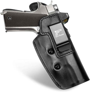GUN & FLOWER 1911 Holster IWB Leather Optic Cut - Fits 5" / 4.25" / 4" Barrel 1911 firearms with or without Rail (Colt, Kimber, Springfield, S&W, Ruger, Tisas, Rock Island, Remington & More) - Right Hand Concealed Carry