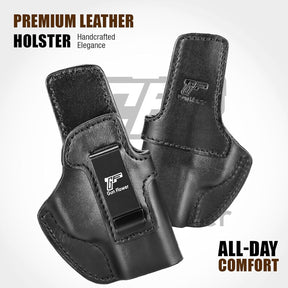 SIG Sauer P365 IWB Leather Holster - Premium Black Leather, Optic Cut & Appendix Concealed Carry, Fits 1.5"-1.75" Belts, Right Hand for P365/P365X/P365 SAS/P365-380 - Gunflowerholsters