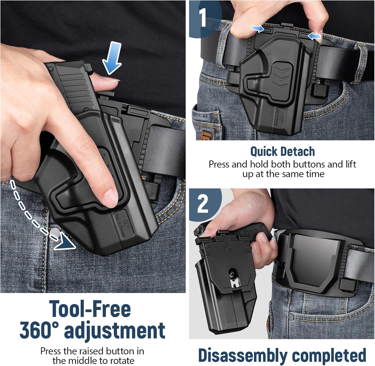 Gun & Flower P365 Quick Release Holster, OWB Holster for Sig Sauer P365X / P 365 SAS / P365 .380 ACP, Fast Detach Base, Index Finger Release, Adjustable Cant, Not for XL/XMacro - Gunflowerholsters