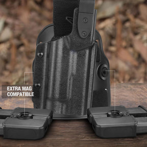 GUN & FLOWER Drop Leg Platform for Glock 17/19 (Gen3-5), Glock 22/23/31/32 (Gen3-4), Glock 19X/44/45 w/TLR-1 - Level 2 Holster + Mag Holes - Adjustable (No Mag Pouches) - Polymerholster