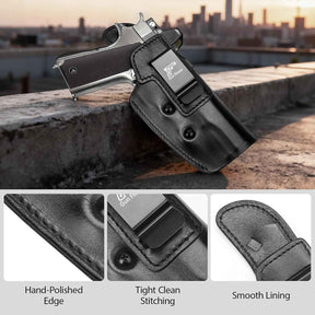 GUN & FLOWER 1911 Holster IWB Leather Optic Cut - Fits 5" / 4.25" / 4" Barrel 1911 firearms with or without Rail (Colt, Kimber, Springfield, S&W, Ruger, Tisas, Rock Island, Remington & More) - Right Hand Concealed Carry