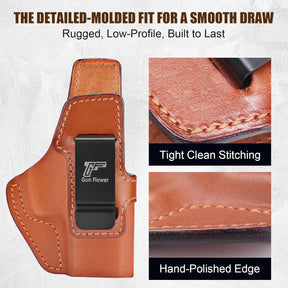 GUN & FLOWER Taurus G3C/G2C IWB Leather Holster - Premium Leather, Optic Cut & Appendix Concealed Carry, Fits 1.5"-1.75" Belts, Right Hand for G3C Toro/TX22 Compact/PT111/PT140 G2 - Gunflowerholsters