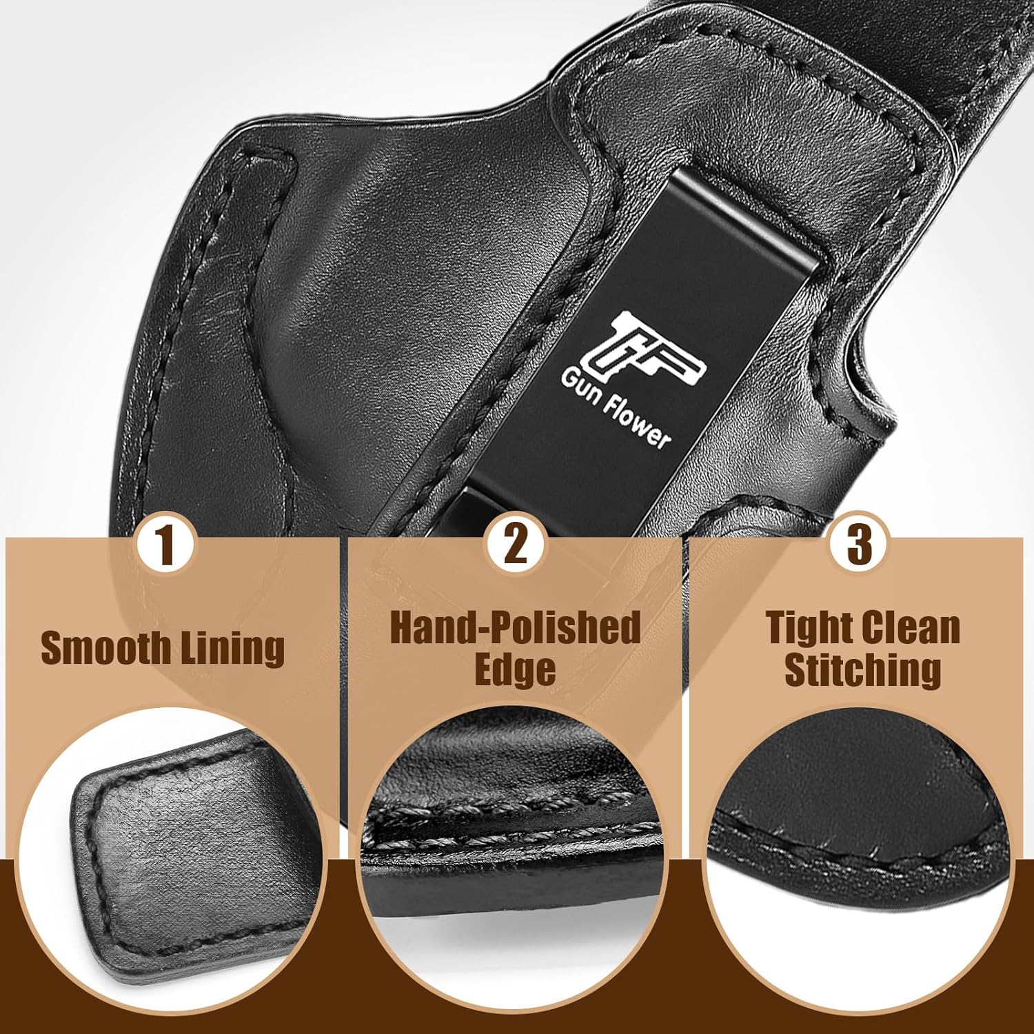 SIG Sauer P365 IWB Leather Holster - Premium Black Leather, Optic Cut & Appendix Concealed Carry, Fits 1.5"-1.75" Belts, Right Hand for P365/P365X/P365 SAS/P365-380 - Gunflowerholsters