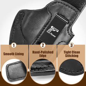 SIG Sauer P365 IWB Leather Holster - Premium Black Leather, Optic Cut & Appendix Concealed Carry, Fits 1.5"-1.75" Belts, Right Hand for P365/P365X/P365 SAS/P365-380 - Gunflowerholsters